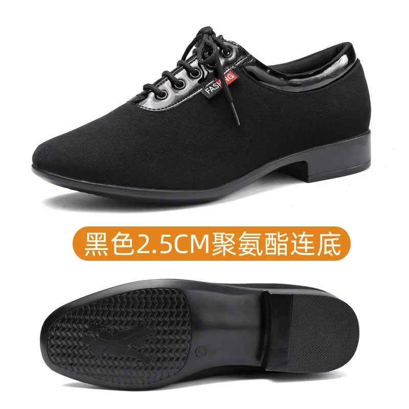 XIHAHA Men Oxford Cloth Standard Dance Ballroom Cloth Straight Outsole Practice Competition Modern Dancing Sport Shoes Sneakers