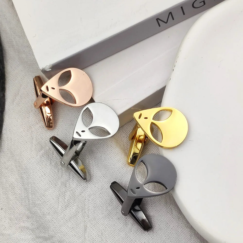 Cufflinks for Mens Alien Cuff Links Men's Shirt Cuff Buttons Stainless Steel Jewelry Accessories Christmas Present Wholesale