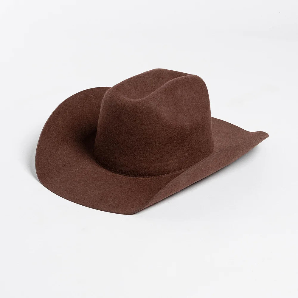 USPOP 100% Wool Cowboy Hat Unisex Wide Brim Felt Hat Solid Color Classic Fedora Style Multiple Sizes S–XL Autumn Winter