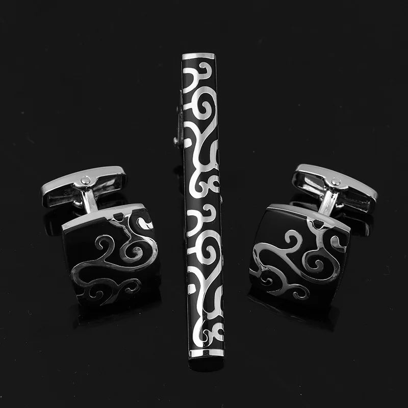 Mens Ties Clip Cufflinks Set Shirt Accessories Necktie Tie Bars Cuff Links Suit Luxury Quality Jewelry Gifts For Wedding Party