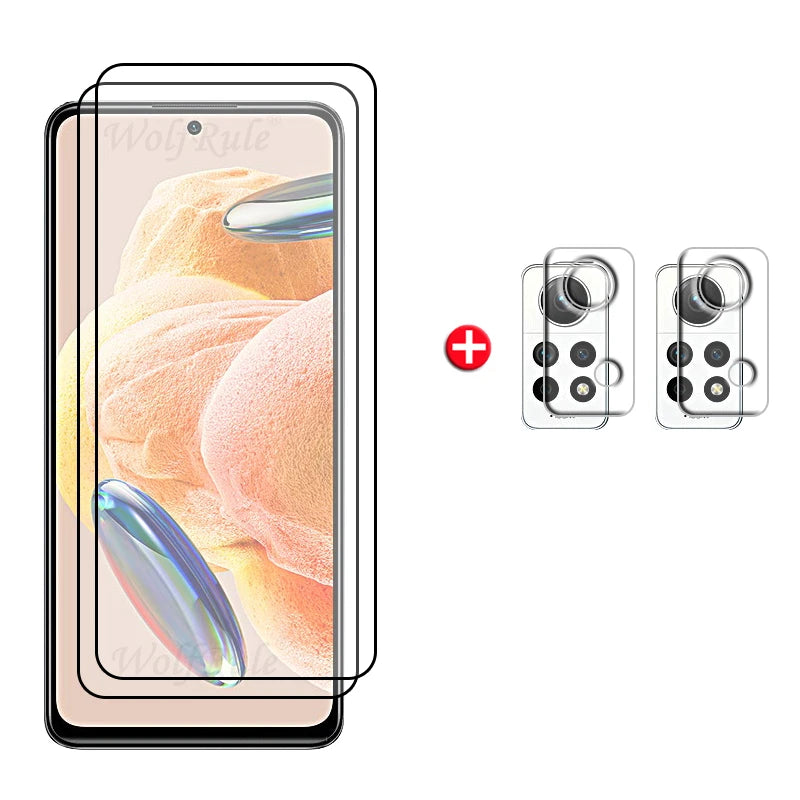 6-in-1 For Redmi Note 12 Pro Glass Redmi Note 12 Pro 4G Full Cover Glue Screen Protector Xiaomi Redmi Note 12 Pro 4G Lens Glass