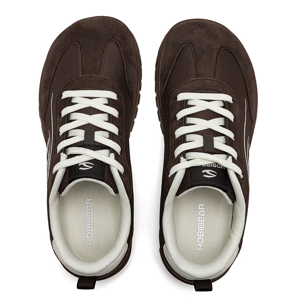 HOBIBEAR Unisex Wide Toe Barefoot Sneakers Minimalist Outdoor Travel Shoes for Men Women Retro Lace-up Walking Sneakers