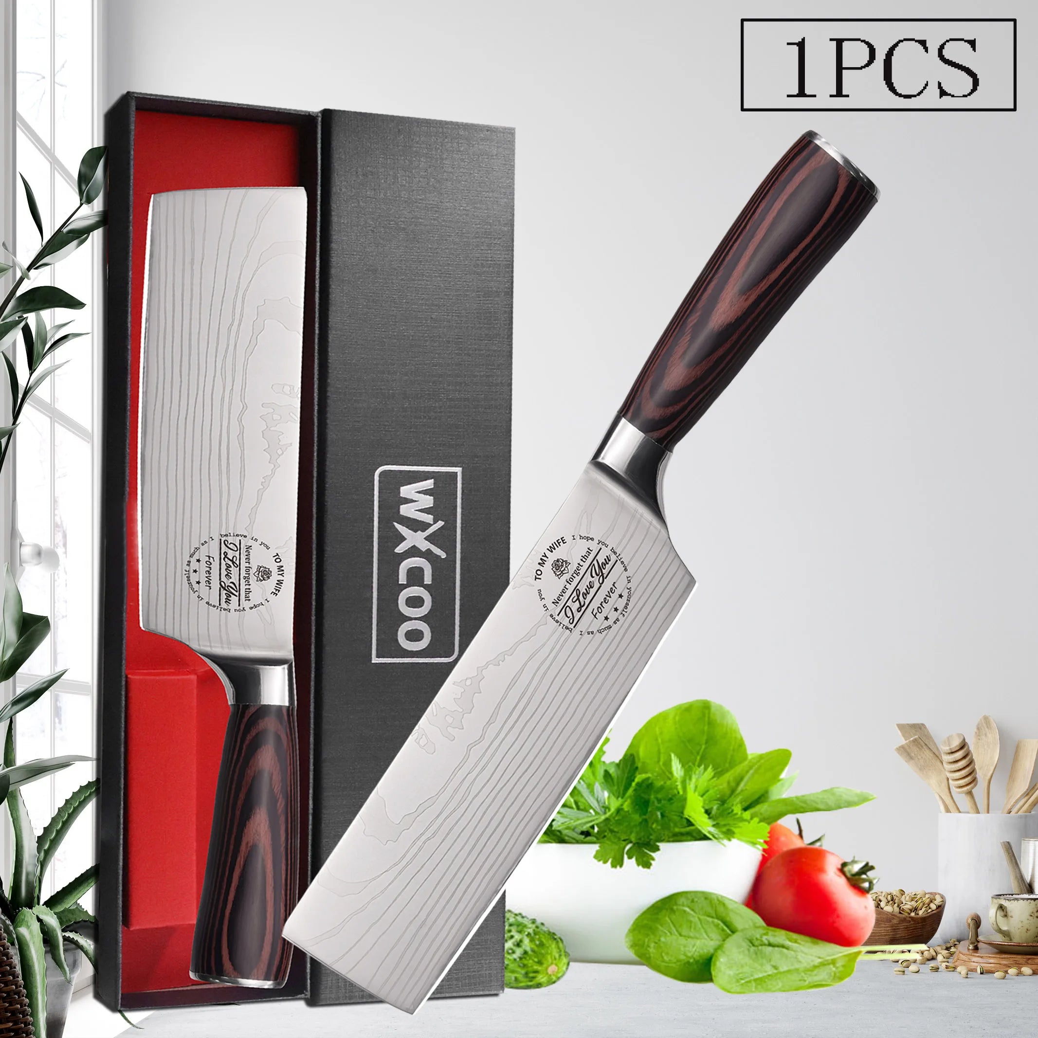 WXCOO Professional Chef's Knife Japanese Sharp Meat Cleaver Cooking Damascus Laser Kitchen with Gift Box Fruit Slicing Knife