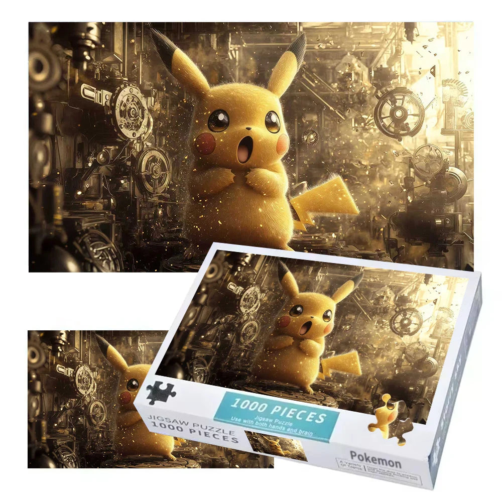 Pokemon Jigsaw Puzzles 1000 Pieces Paper Picture Landscape Oil Painting Art Puzzles Decompression Toys for Adults Family Games