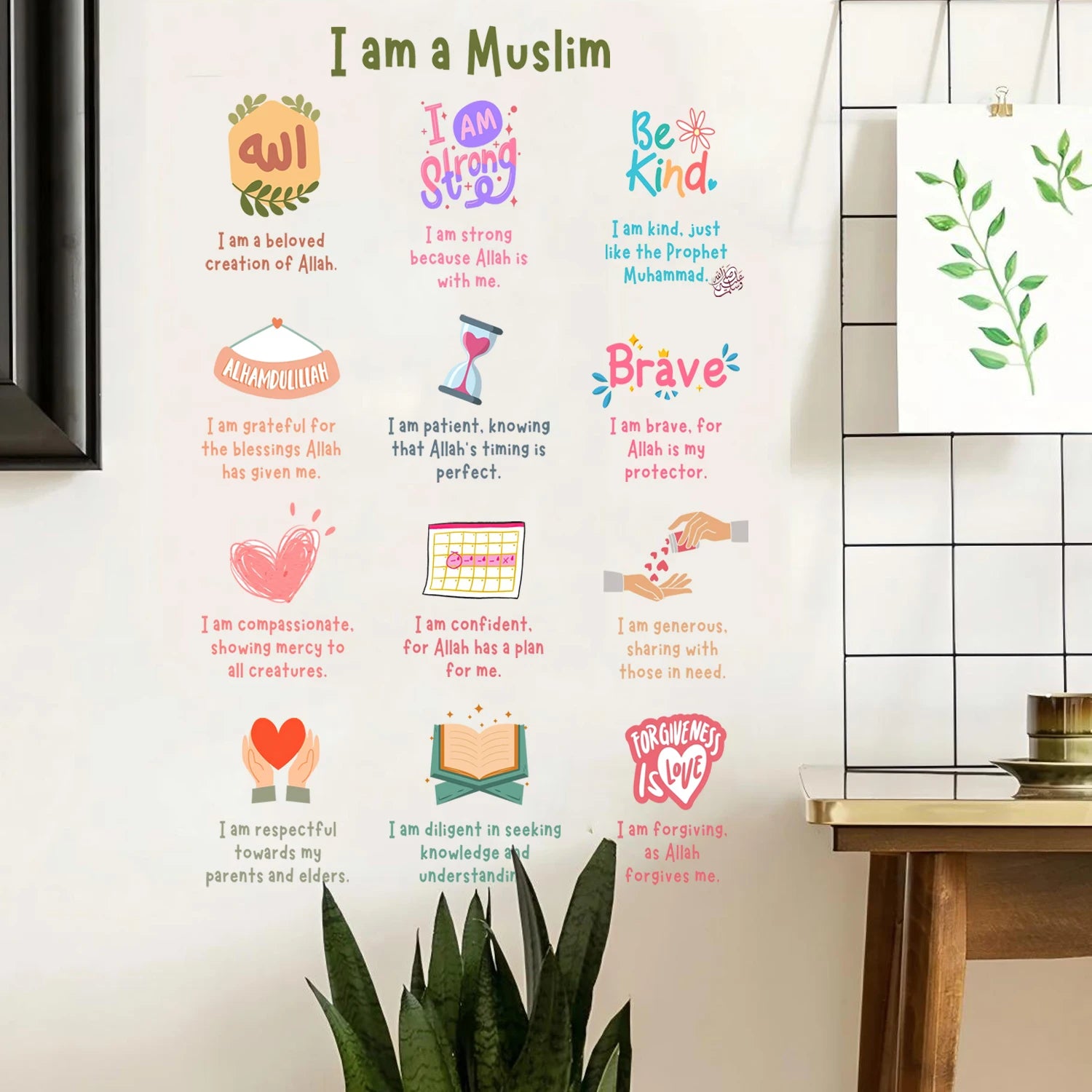 Islamic I am a Muslim Excitation  Wall Sticker Child Room Classroom Study Kids Room Office Art Decal Bedroom Living Home Decor