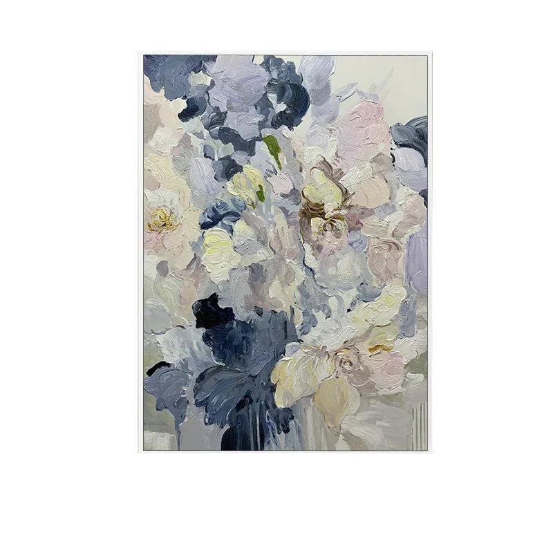 Pure hand-painted oil French art light luxury texture flower hanging painting fantasy vertical romantic decorative painting mod