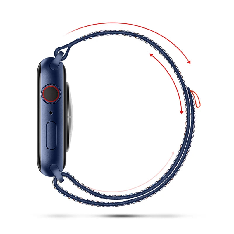 Nylon Loop Sport Strap For Apple Watch Band Ultra 49mm 45mm 40/44mm 41mm 38/42mm Bracelet For Nike iWatch 9 8 7 6 5 SE Watchband