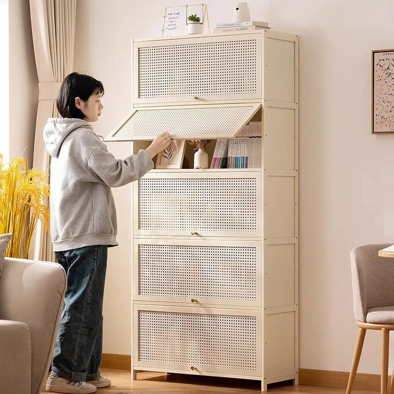 Bookshelf Bookcase Shelf with Cabinet Door Locker Integrated Lattice Cabinet Display Cabinet Floor to Floor Multi-layer Living R