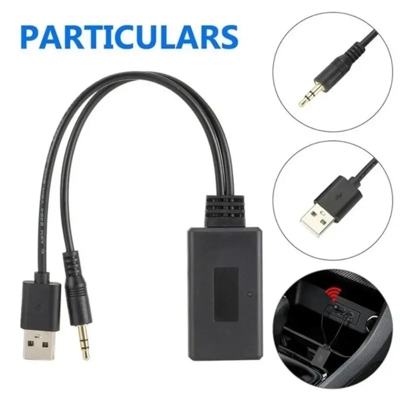 Bluetooth 5.0 Car Adapter Wireless Audio Receiver USB AUX 3.5mm Universal In-Car Music Player Stereo Sound System for Vehicles