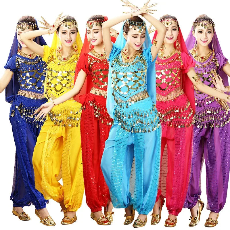 Indain Clothing Dance Practice Clothing Belly Dance Suit New Short-sleeved Suit Belly Dance Clothing Indian Costumes Performance