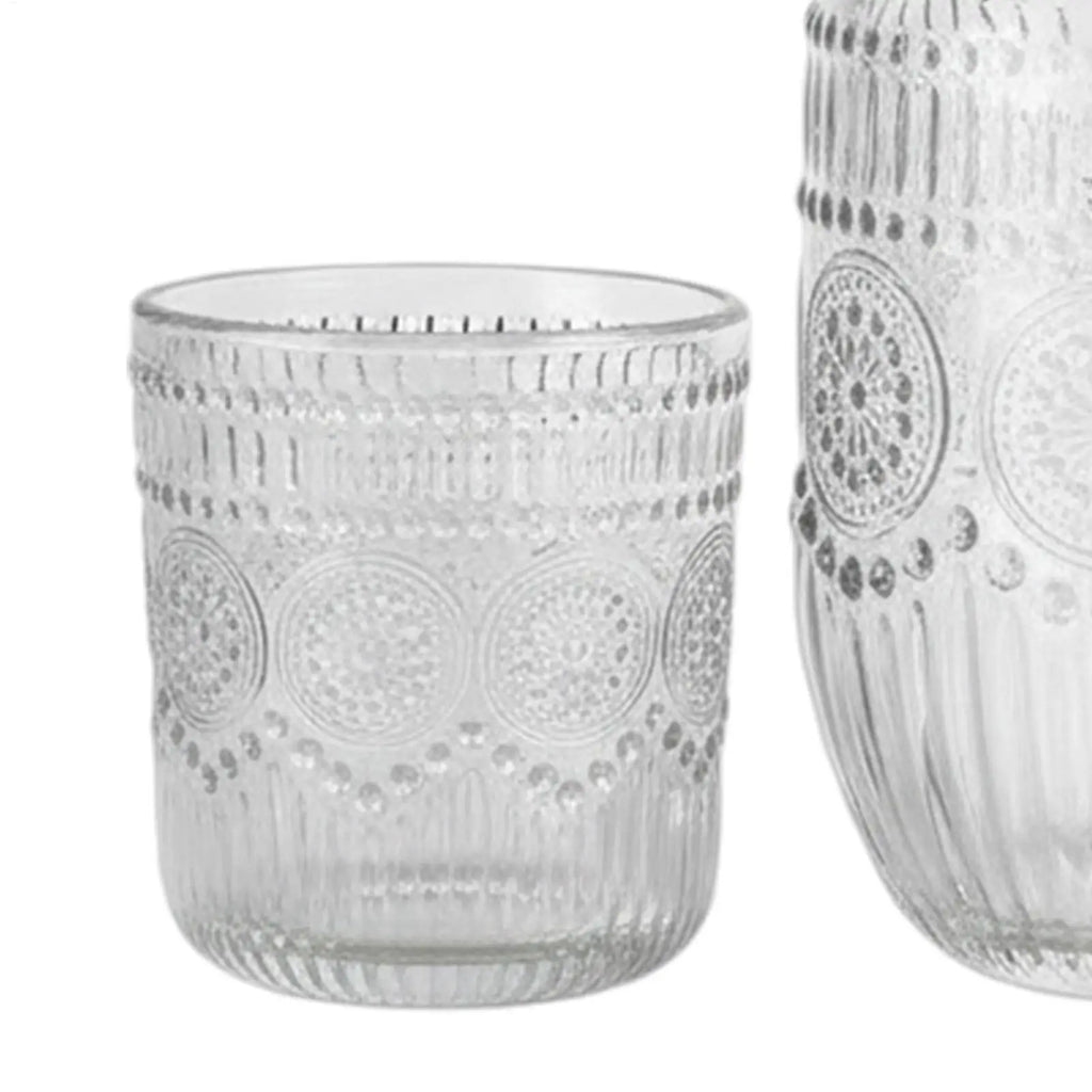 Water Carafe with Cup Snowflake Design Vintage Pitcher Glass Carafe for Tea Coffee Milk Juice Drink Tea Coffee Milk Juice