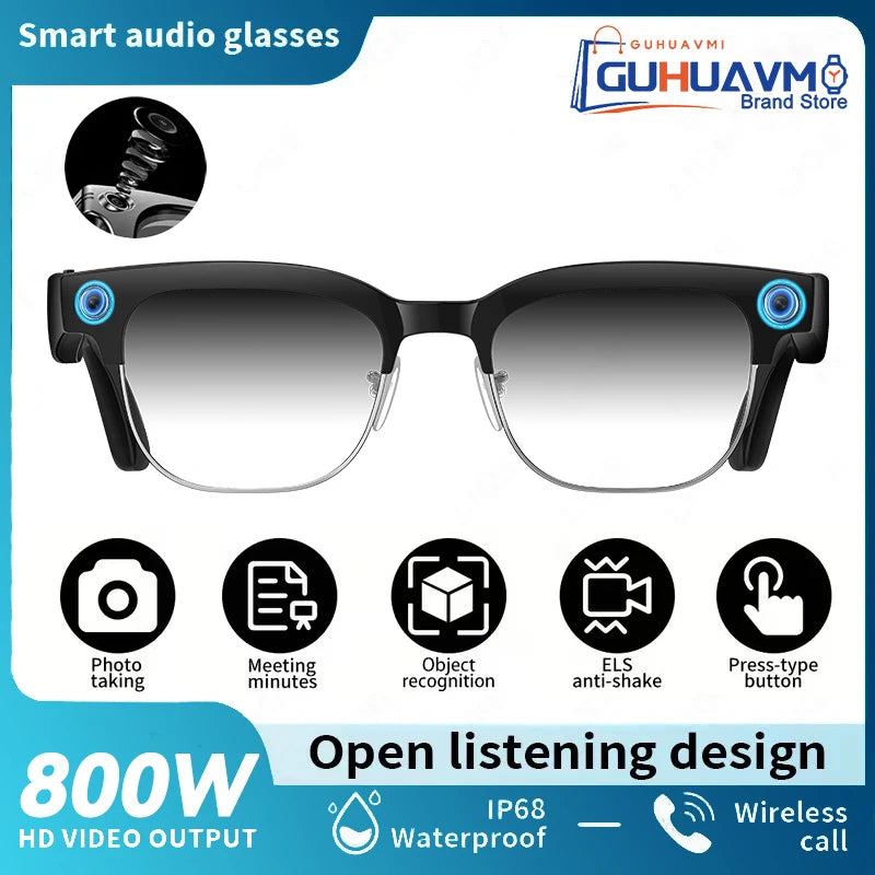 2026 New Smart AI Glasses 800W Shooting Camera HD Photo Video Voice Call Translation Waterproof Bluetooth AI Motorcycle Glasses