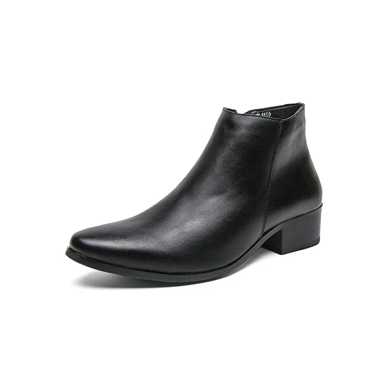 Classic Black Leather Ankle Boots For Men Women British Style Pointed Toe Men's Chelsea Boots Comfortable High Top Dress Shoes