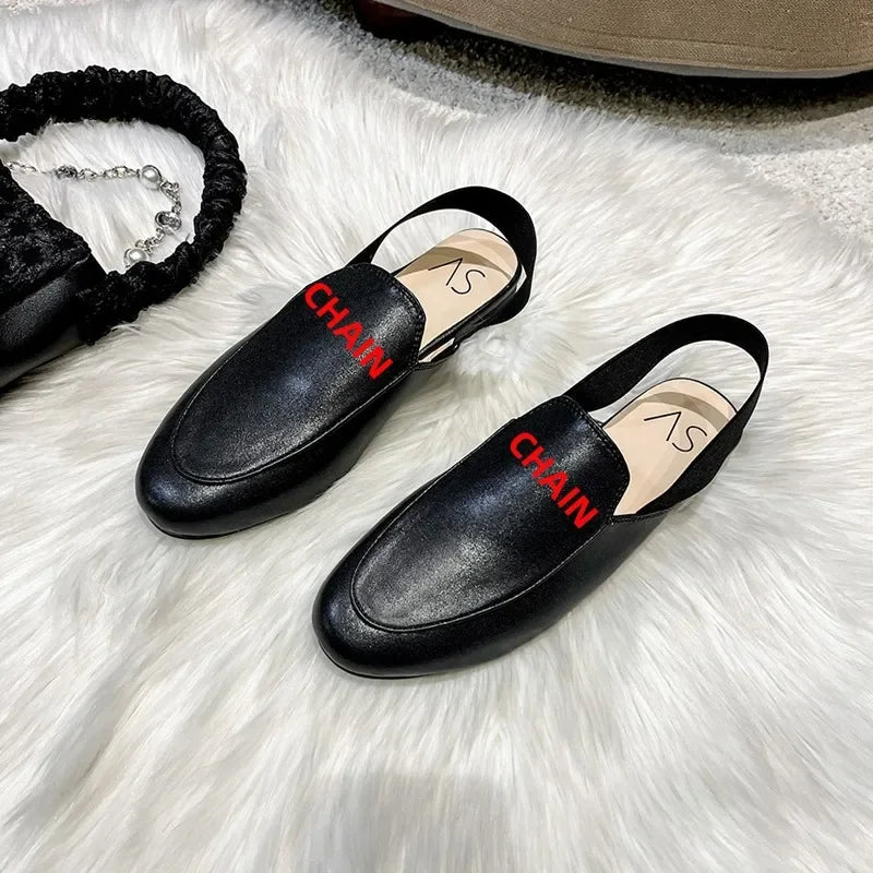 Rear elastic belt half slippers women summer wear Muller shoes 2023 new flat sandals