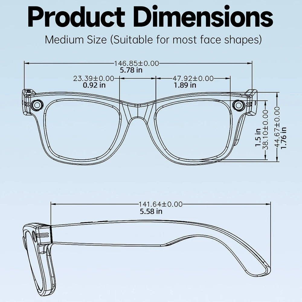 2026 New AI Smart Glasses with 8MP Camera 1080P Video Record 4GB Men Women SI Real-time Translation BT Call Music Play Lenses