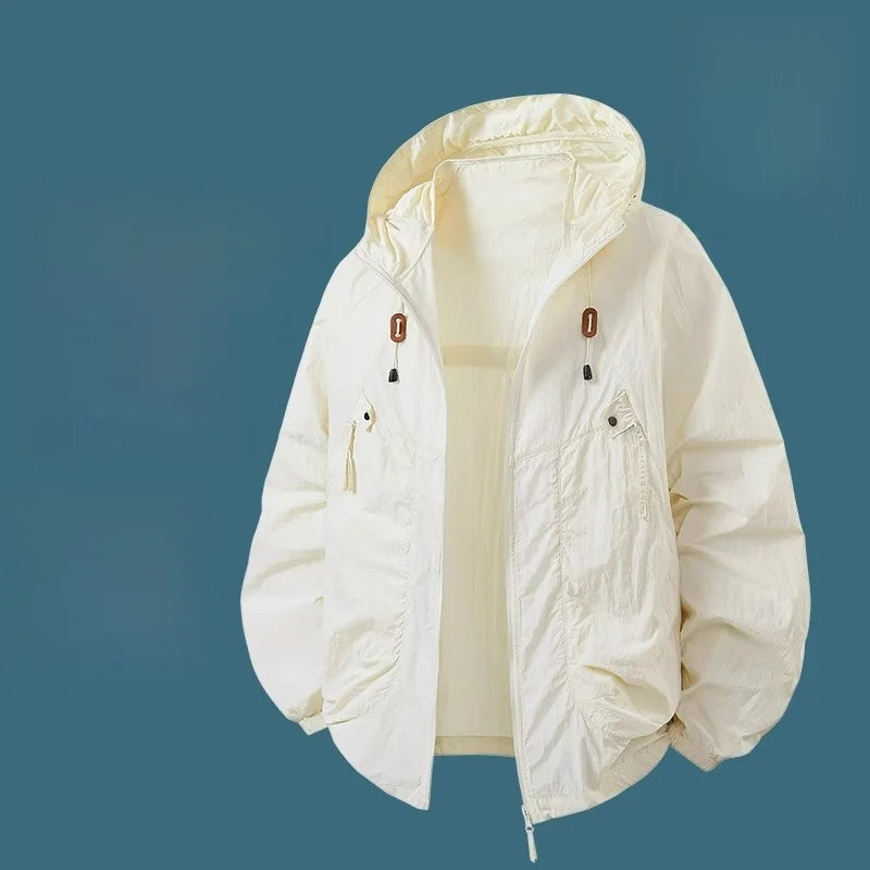 UV Protection Ice Silk Lightweight Outdoor Jacket for Men Breathable Skin Shirt Couple's Summer Fashion Urban Style Hat