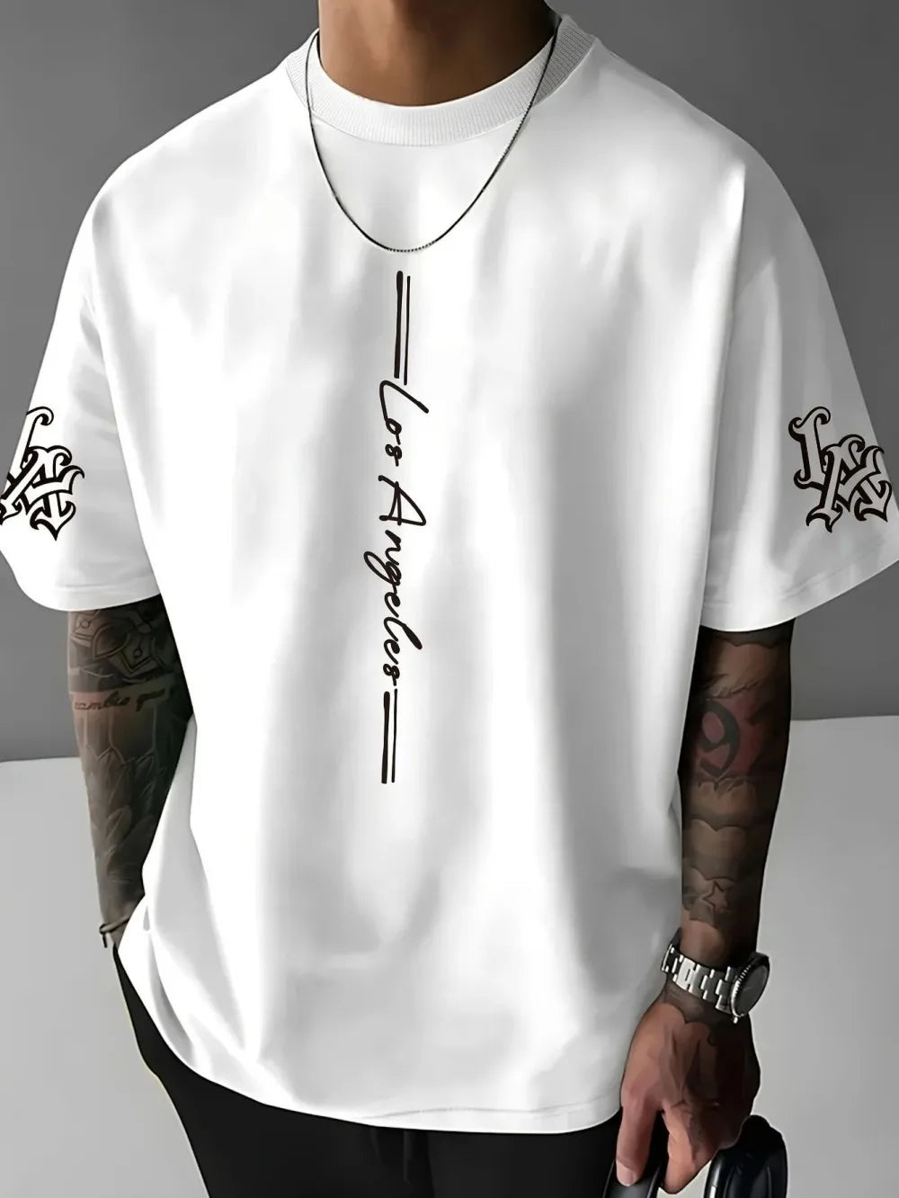 Men's new summer minimalist letter print comfortable and breathable round neck T-shirt outdoor casual top