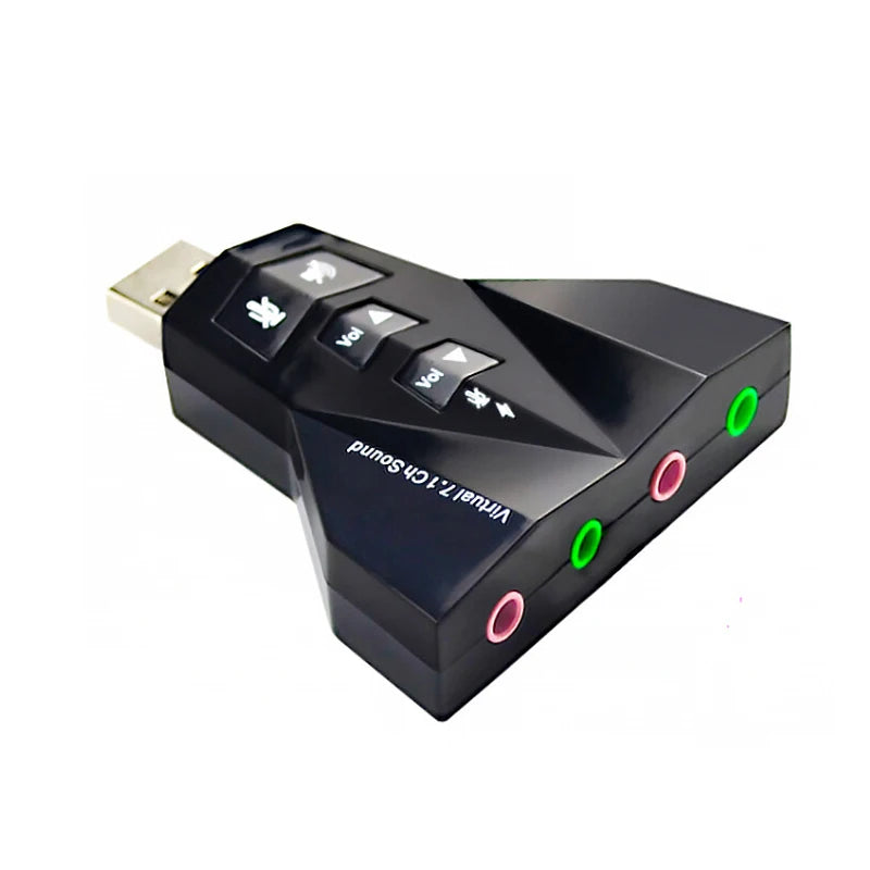 USB Virtual 7.1 Audio Card Dual Earphone Microphone Port Independent Sound Adapter Airplane Shaped External Sound Card