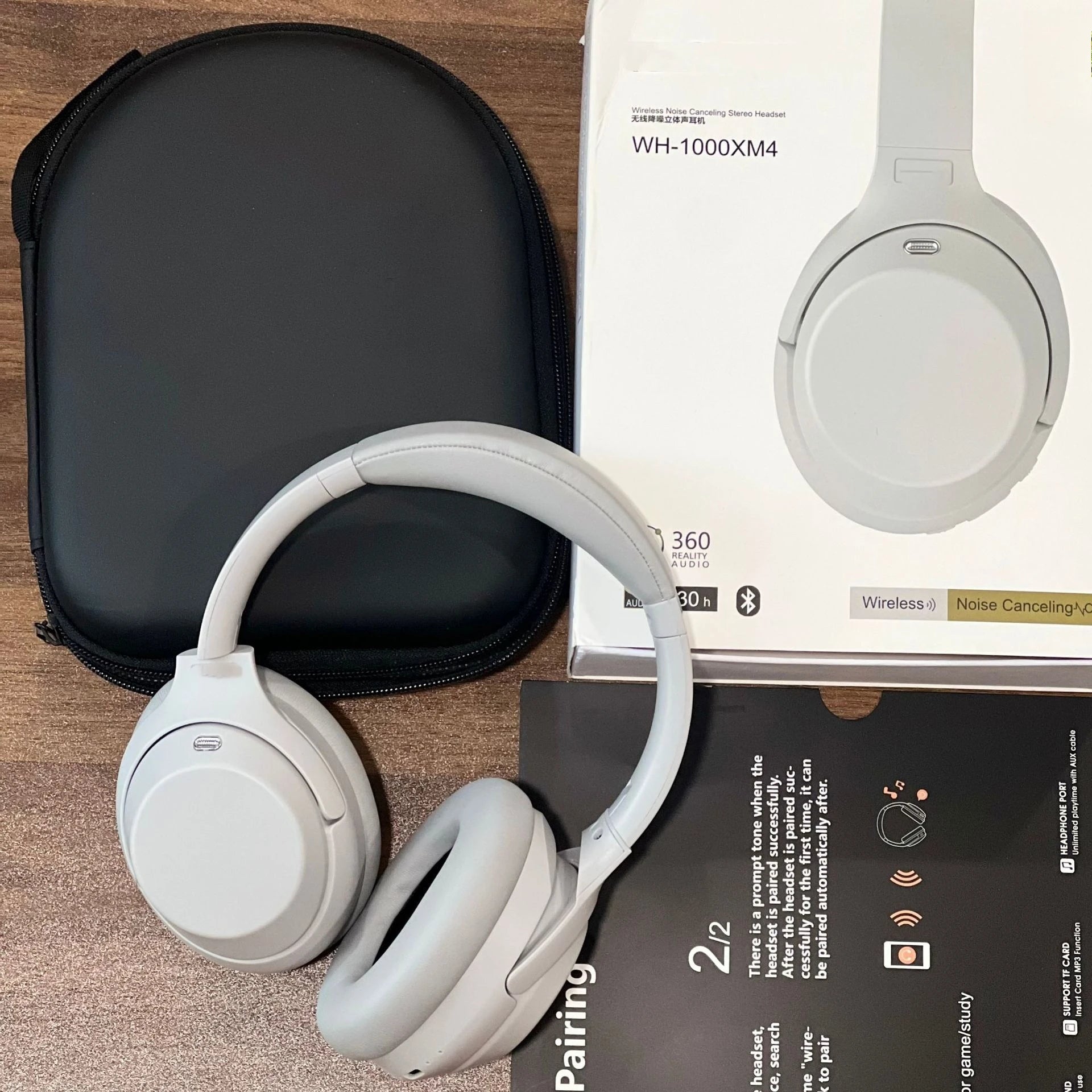 New High-End WH1000XM4 Active Noise Cancelling Over-Ear Bluetooth Headphones, Wireless Call and Sports Headphones with Storage