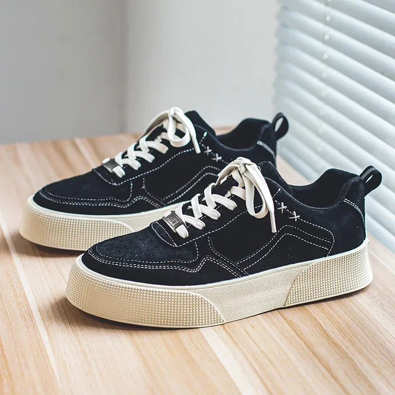 Men's Casual Low-Top Board Shoes Spring  Flats Platform Lace-Up Sneakers Street Style Breathable Designer Fashion Footwear