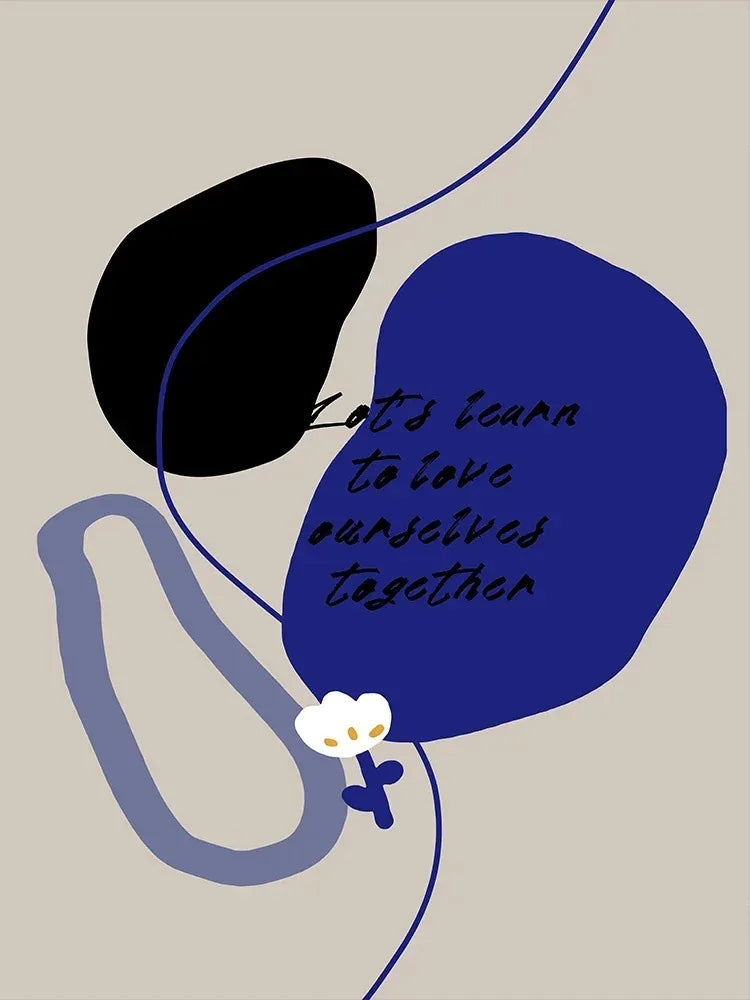 Klein Blue Abstract Line Smiling Face Posters Minimalist Print Canvas Painting Wall Art for Living Room Modern Home Decor
