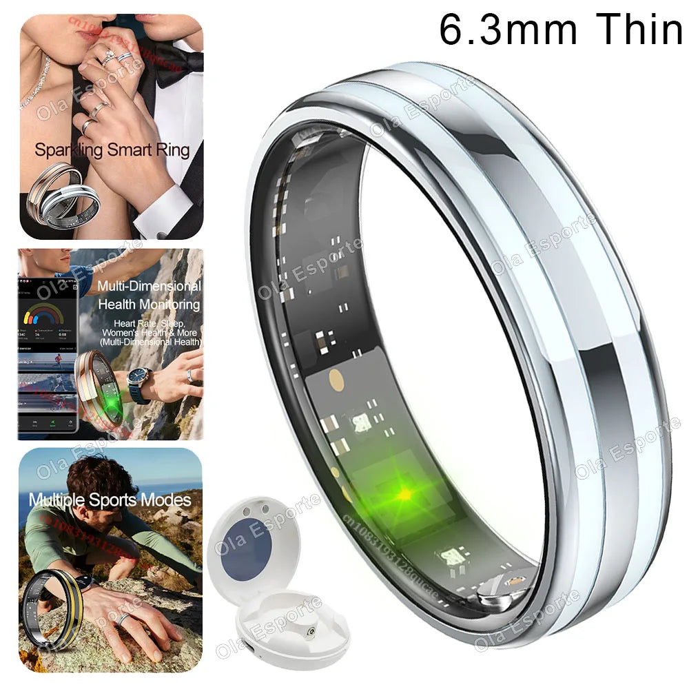 New Smart Ring Female Health Tracking Temperature Heart Rate Blood Oxygen Sleep Monitor Motion-Sensing Game IP68 Waterproof Ring