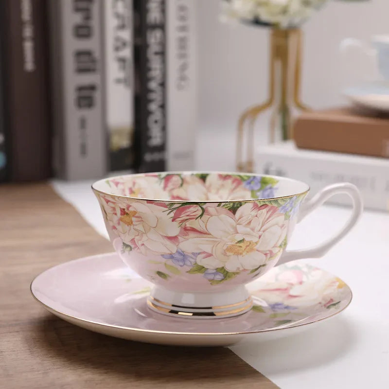 English British Afternoon Tea Cup  Premium Coffee Cups and Plates Home Office Cafe Ceramic Coffee Mug Bone Porcelain Cup