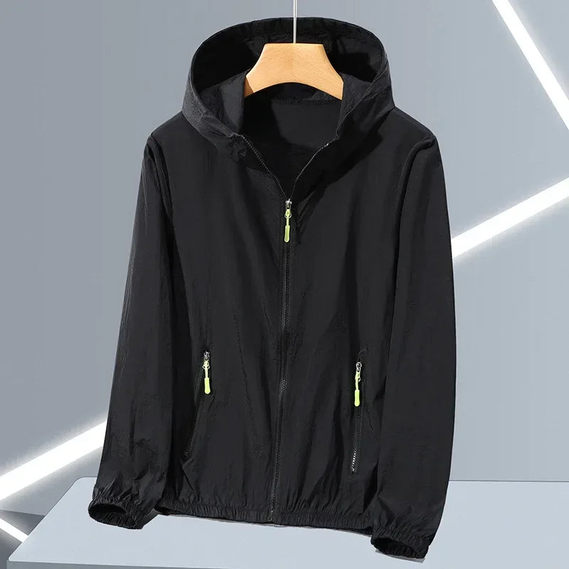 Summer Ice Silk Sun Protection Jacket for Men Couple Outdoor Sports UV Protection Skin Coats Breathable Hooded Ultrathin Jackets