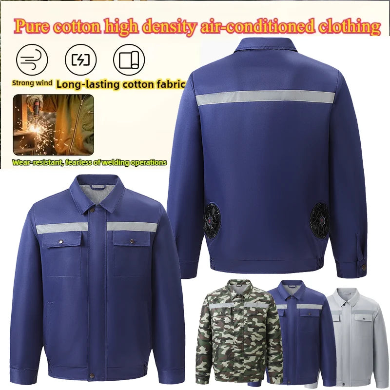 Summer Cooling Jackets Ice 3 Fan Coat Heat Resistant pockets Workwear Breathable Wearable Cooling Fan Vest for Hot Weather Work