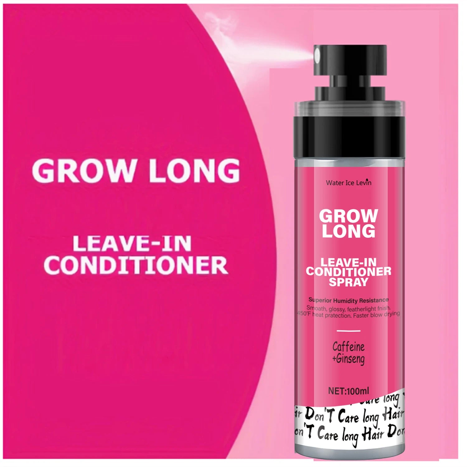 Leave-In Conditioner Spray and Softener, Long Biotin - Anti-Frizz Deep Conditioner for Split Ends and Fracture - Vitamin E, Caffeine and Ginseng, Suitable for Curly Hair, Dry and Damaged Hair - Free Item