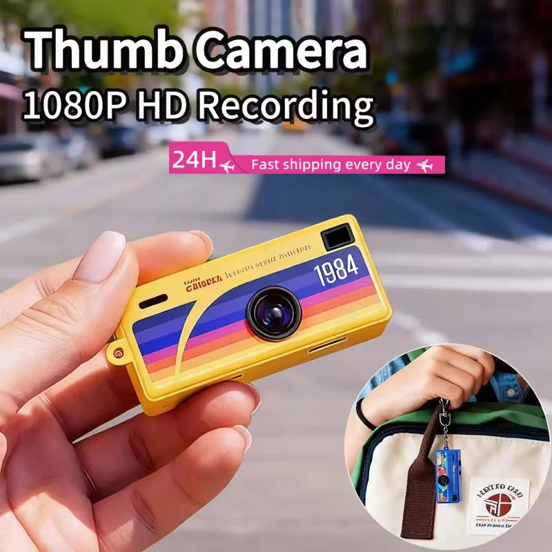 Mini Thumb Camera 0.96" Display Retro Keychain Camera 1080P Portable Video Recorder Tiny Action Cam for Outdoor
