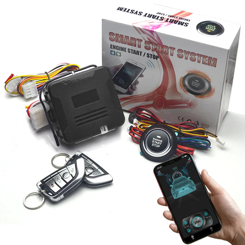 Remote Starter and Car Alarm Smart App Remote Start Stop System for Cars Engine Push Start System with Auto Ignition Button