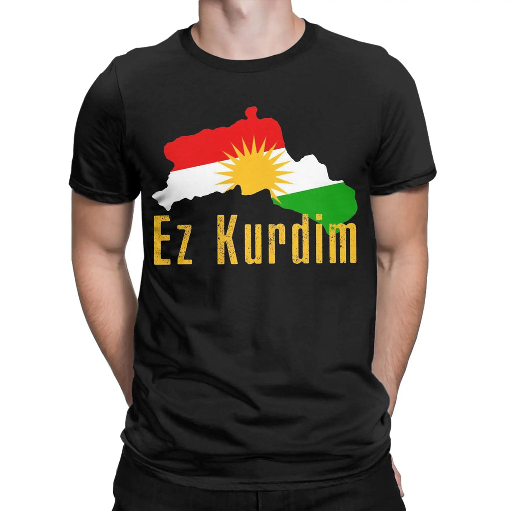Kurdistan Flag Map  Cotton T-Shirt For Man Summer  Y2K Retro T Shirts Breathable Harajuku Tee Shirt Oversized Hot Sale Tops - Free Item.