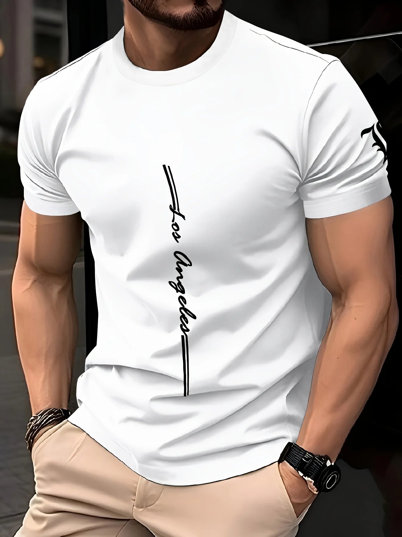 2025 Classic Men's T-shirt Clothing Simple Casual Men's Short Sleeve T-shirts Solid Color Letter Print O-neck T Shirt for Men