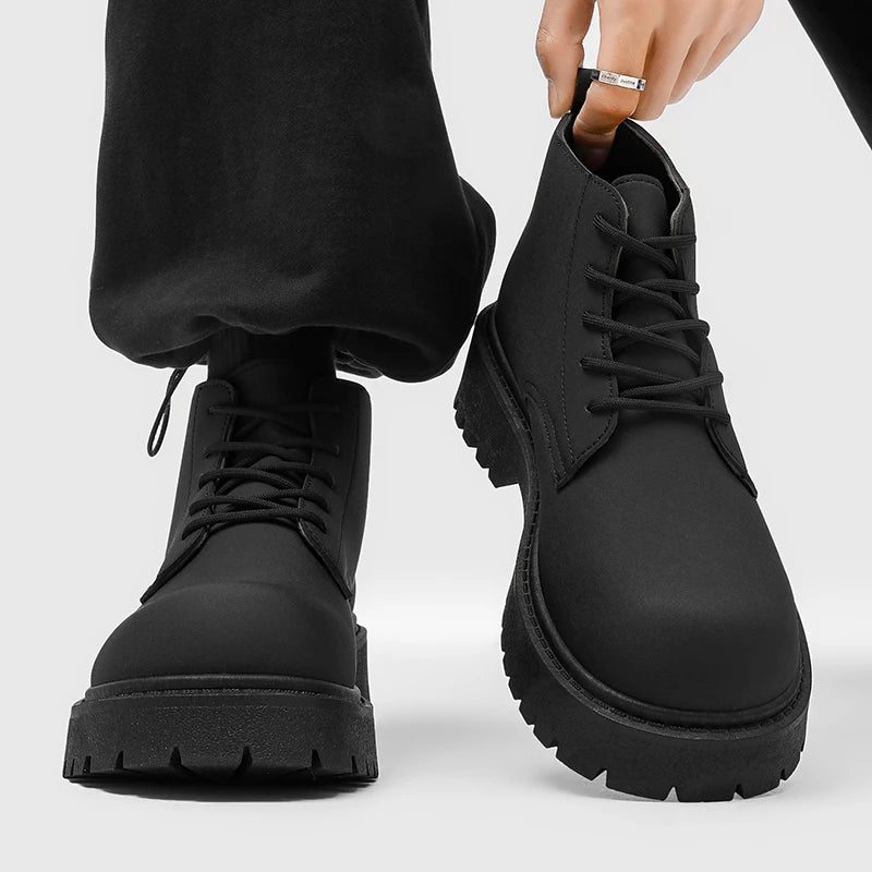 Men's High Top Platform Boots British Style High-end Chelsea Boots Fashion Retro Men Tooling Ankle Boots Mens Shoes Botas Hombre