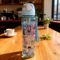 700ML KPop Demon Hunters Gradient Straw Cup (750ml)| Portable for Hiking,– Letter A-Z Girl, Portable High-Capacity | Outdoor Use