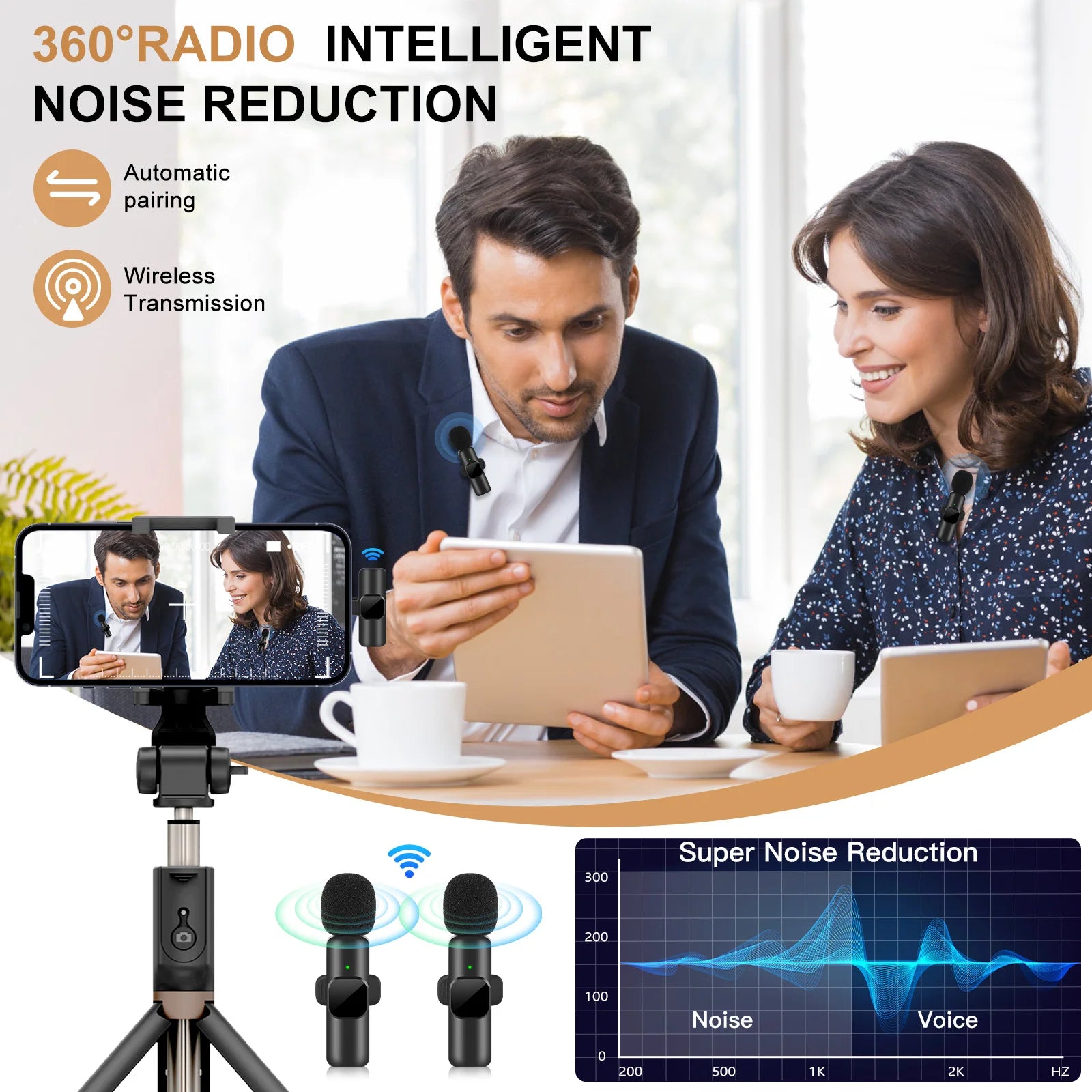 k60 New Wireless Lavalier Microphone Portable Audio Video Recording Mini Mic for Android Live Broadcast Gaming Phone Mic