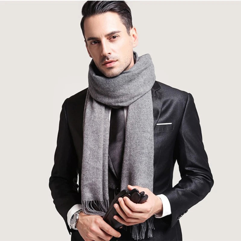 Wool Scarves Winter Soft Warm Cashmere Shawl Thickened Long Tassel Shawl Warm Scarf Fashion Solid Color Women Man Scarf - Free Items Weekend.