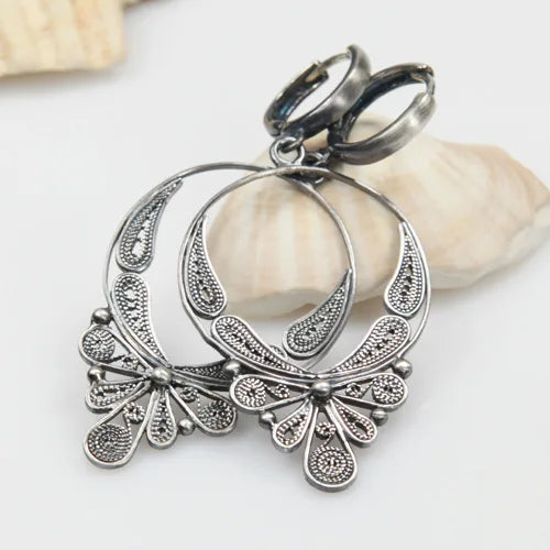Indian Tribe Statement Dangle Earrings For Women Female Jewelry Vintage Ethnic Metal Drop Earrings Long Earring Accessories