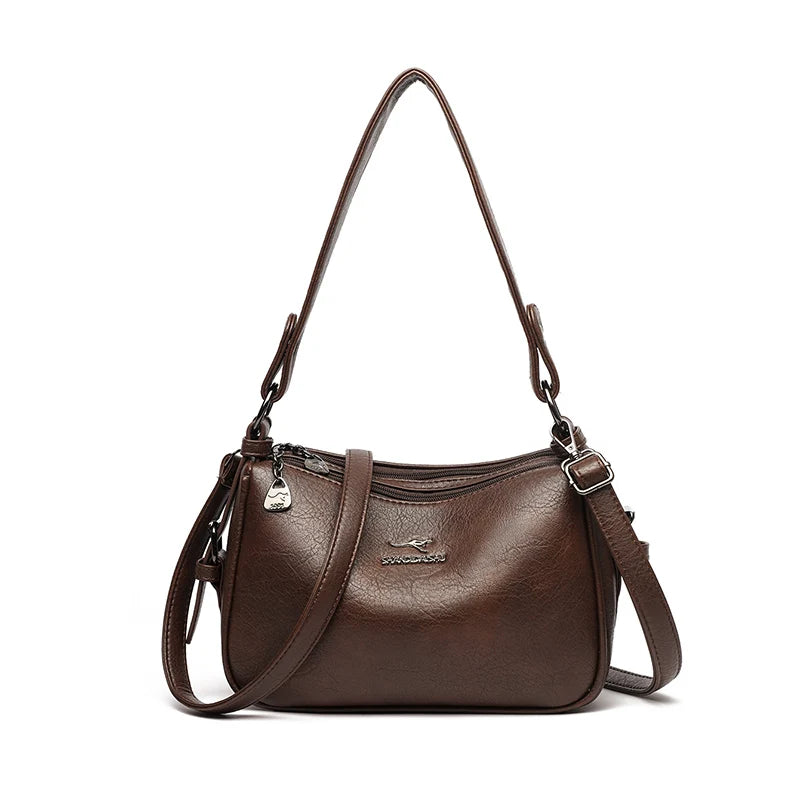 Stylish Durable Luxury 2 Layer Soft Pu Leather Tote Bags Women HandBags Shoulder Bag Crossbody Messanger Bag Female Sac A Main