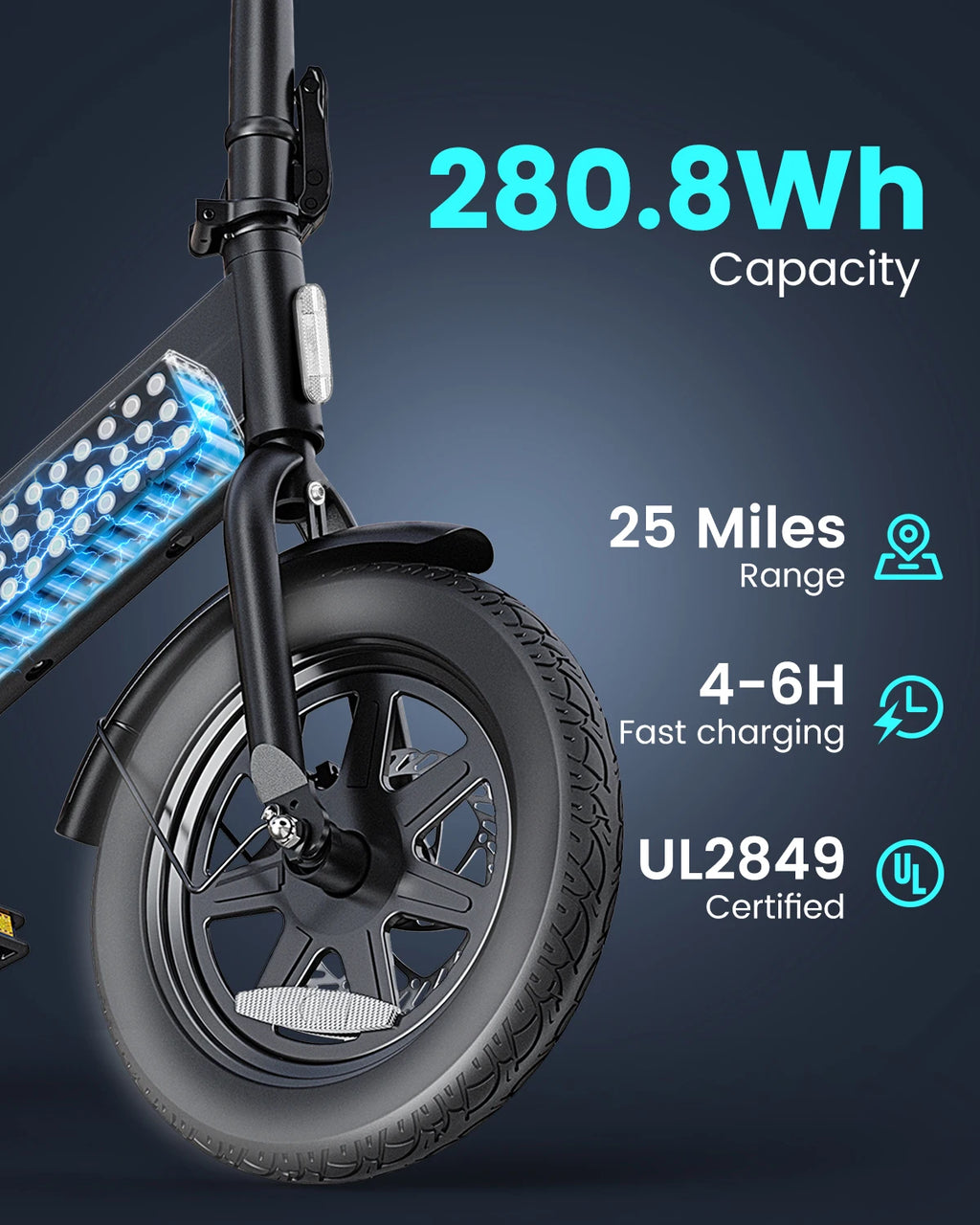 【1 Year Warranty】DYU C3 14 inch Electric Bike Peak 500W Motor 280WH Battery Electric Bicycle,20mph  city E-bike UL2849