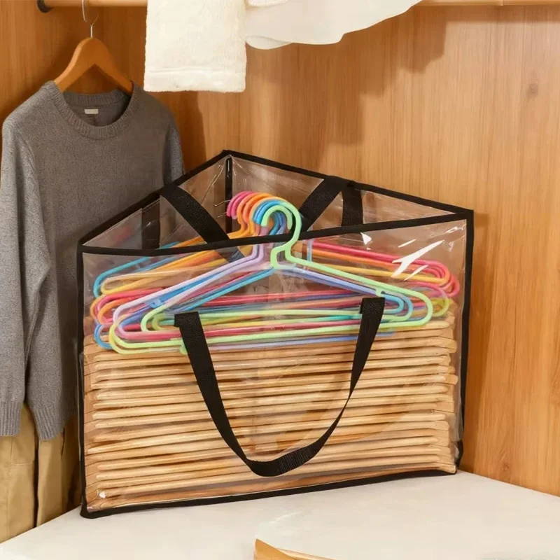 Hanger Storage Bag, Clothes Hanger Organizer Holder for Space Saving, Hanger Triangle or Square Storage Bag with Handles