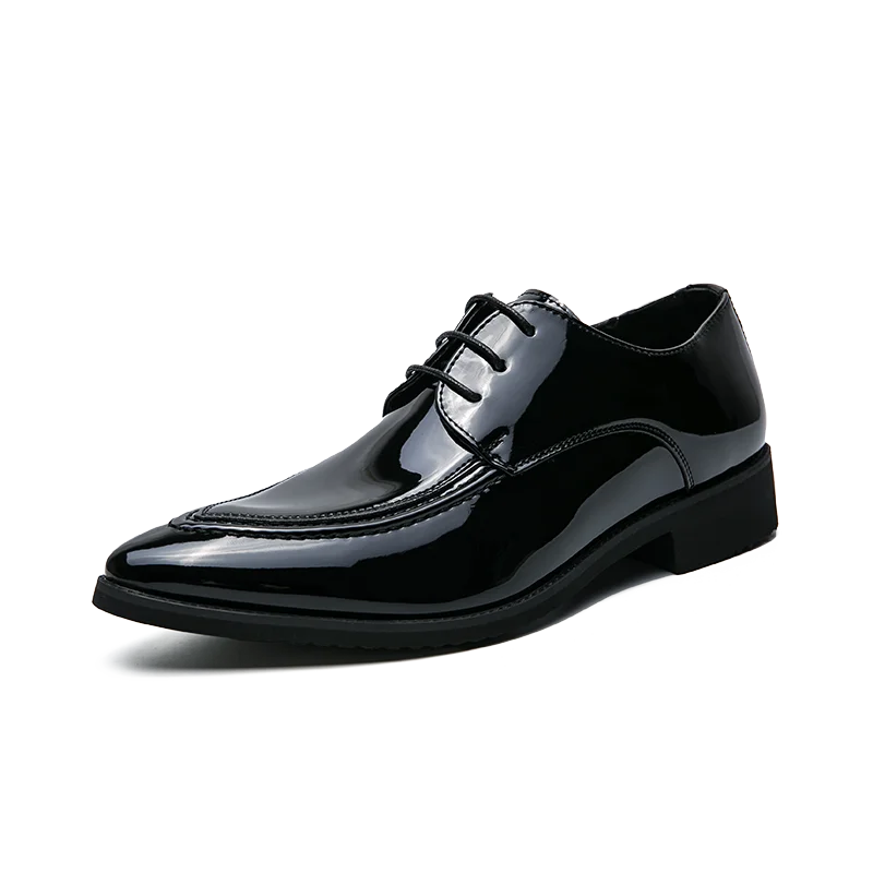 Hot Selling Luxury Banquet Dress Shoes Europe America Men's Pointed Business Shoes Glossy Black Men's Work Leisure Shoes