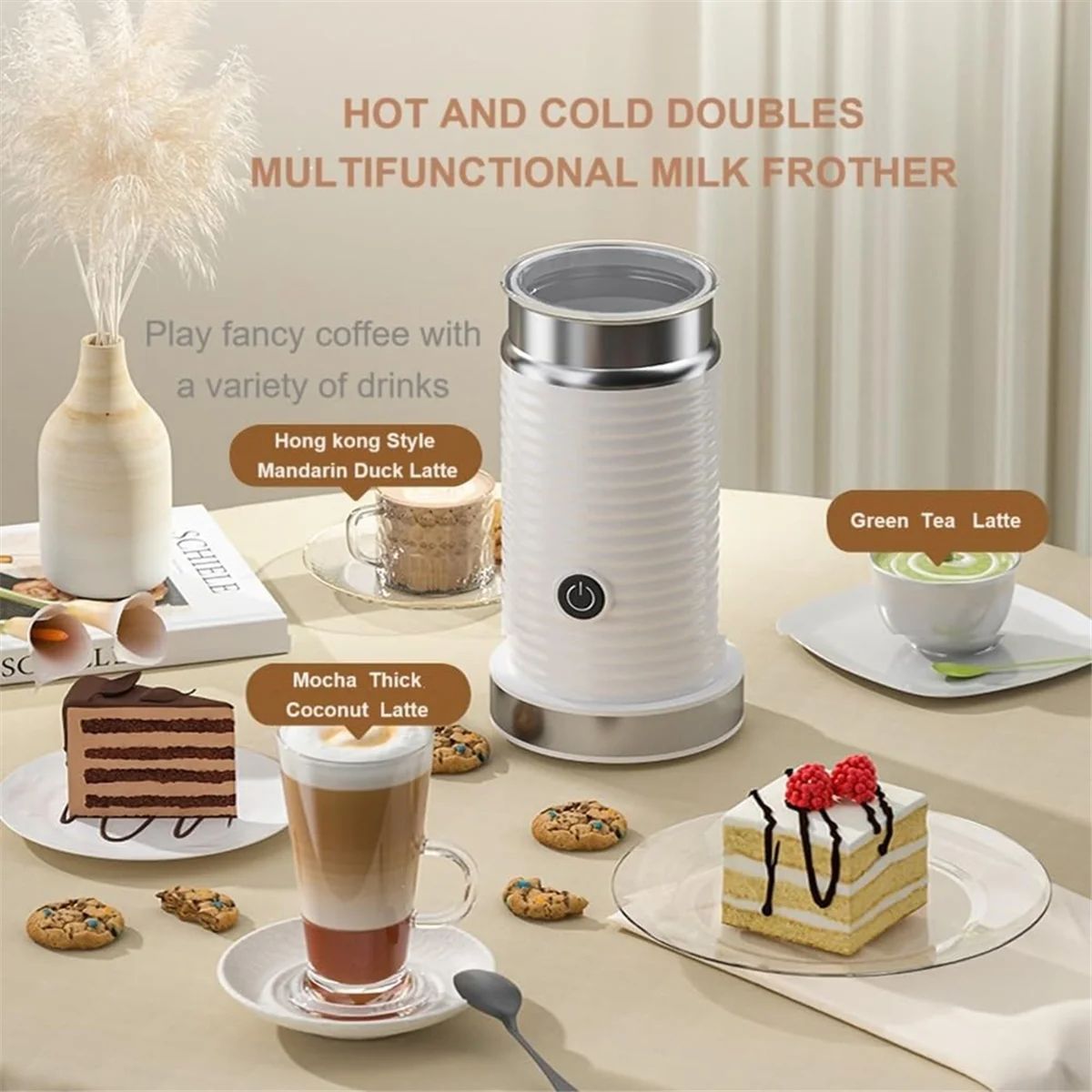 Retail Milk Frother,Electric Milk Frother,Fully Automatic Milk Frother,Automatic Milk Frother for Hot & Cold Froth EU Plug