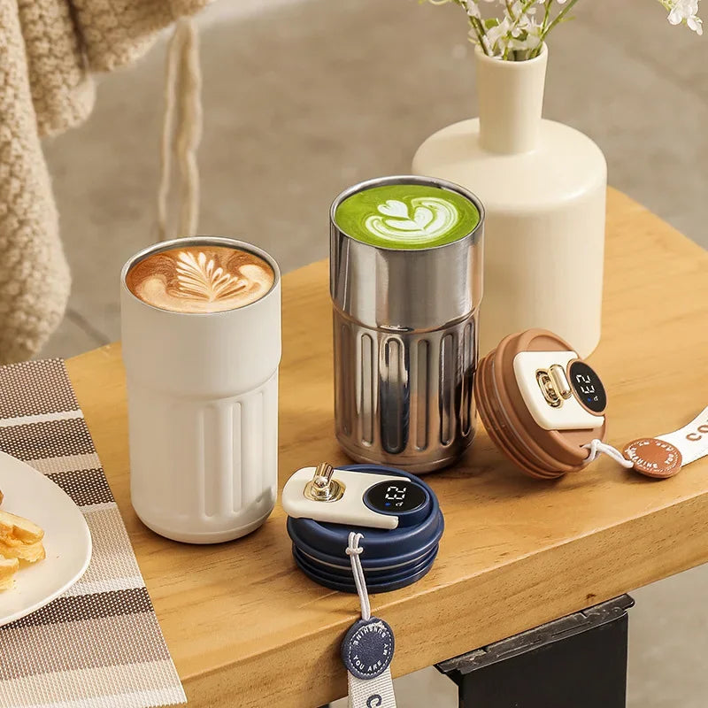 Stainless Steel Vacuum Cup Office 450ml 510ml Thermos Bottle Smart Display Temperature Coffee Cup Business Portable Thermal Mug