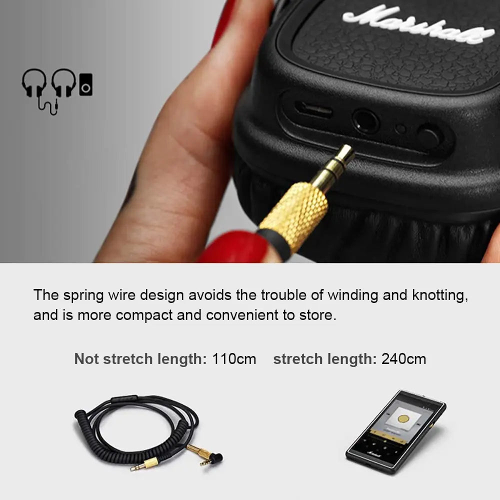 OKCSC 3.5mm Headphones Cable for Marshall Majior II Monitor MID Earphones Replacement Cable, 3.5mm to 3.5mm Audio Cable with Mic