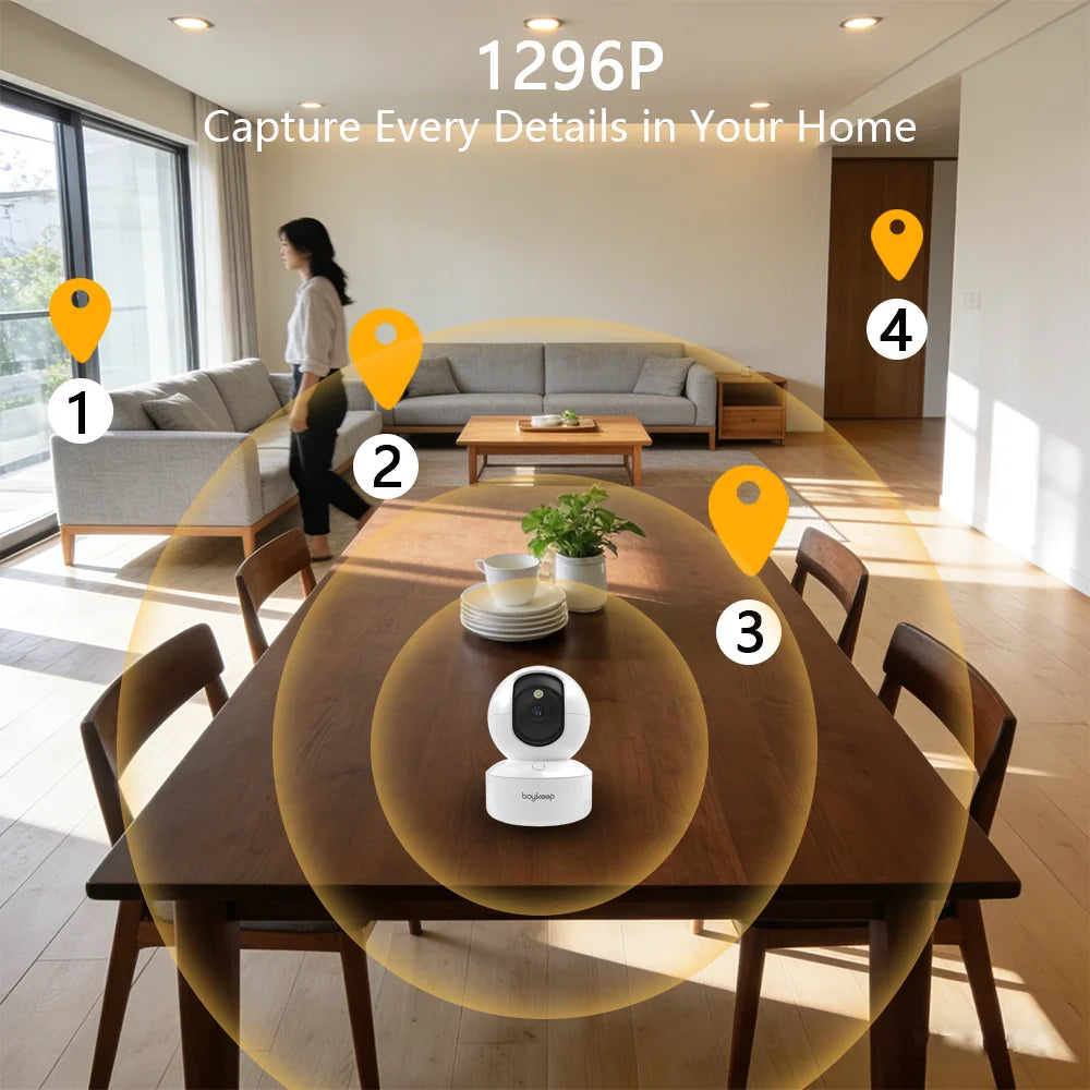 BoyKeep 3MP 5G/2.4GHz WiFi Indoor Home Security IP Smart Baby Monitor Camera Automatic Tracking 24/7 Video Surveillance Camera