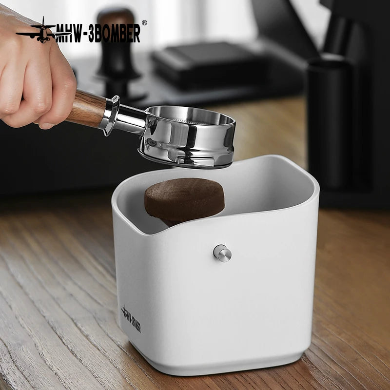 MHW-3BOMBER 1.2L Square Coffee Knock Box Anti-slip Pads Knock Box With Removable Knock Bar professional Home Barista Accessories
