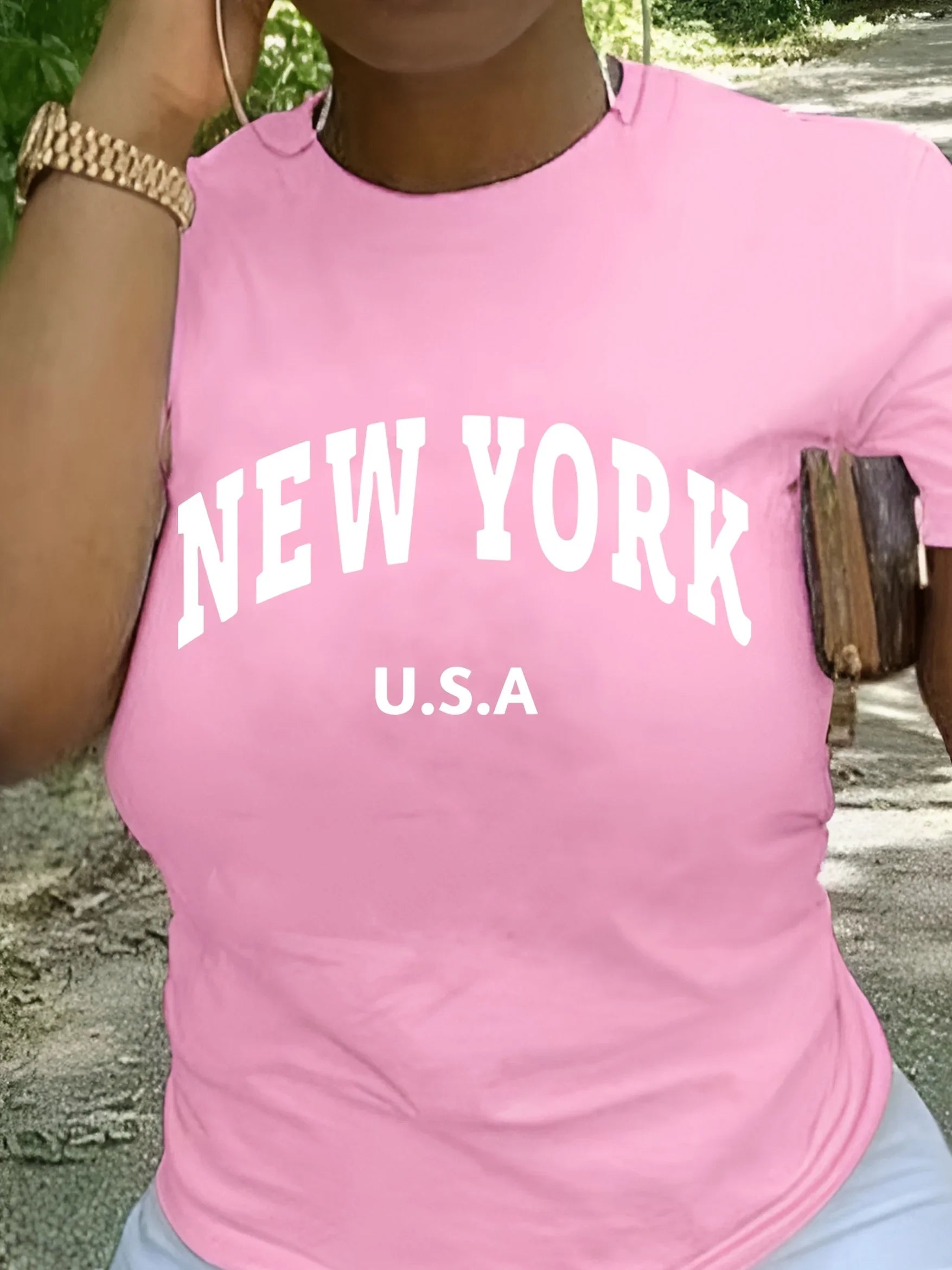 Women's Letter Print Crew Neck T-Shirt - Casual Short Sleeve Tee for Spring & Summer T Shirt Women