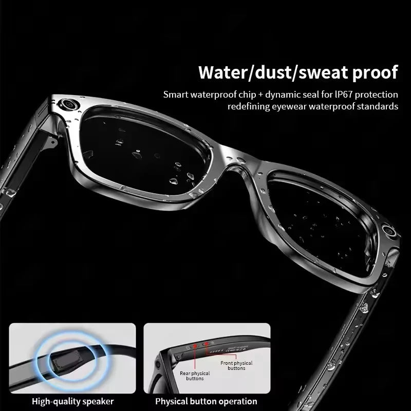 AI Smart Glasses 800W Pixel Camera Photo Video Sunglasses AI ChatGPT Translation Recording Office Meeting Bluetooth Call Glasses